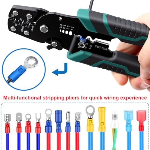 smseace 210PCS Wire Butt connectors with Crimping Tool 22-10AWG Butt Splice Connectors Insulated Electrical Straight Wire Terminal