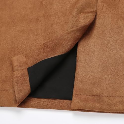 IDEALSANXUN Plaid Skirts for Women Fall Winter Knee Length Pencil Wool Skirt with Slit