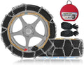 Auto-Fixing Snow Chains, 30s Quick Fit Easy Installation Tire-Chains, Portable Reusable High Carbon Steel Anti Slip Tire Chain for Passenger Car, Pickup Trucks and SUV - Set of 2