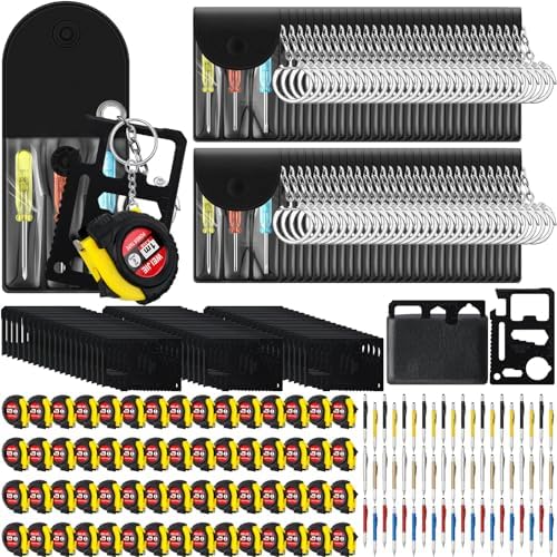 240 Pcs Mini Screwdriver Tape Keychain Set Multitool Pen Card Father's Gifts Bulk Mini Tool Set for Adult Men Dad (Multicolor)