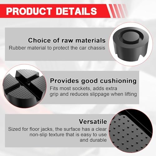 Labor Saving Arm Jack Pad Adapter, Floor Jack Pad Universal Jack Stand Rubber Pinch Protector Car Adapter Anti Slip Floor Trolley Support, Flat Top Jack Adapters