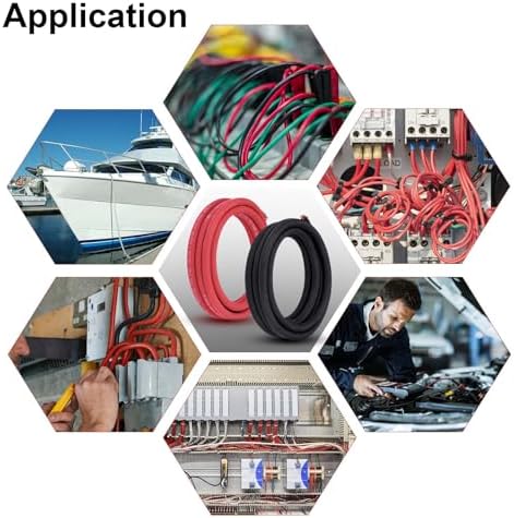 4 Gauge Battery Cable, 10FT Red + 10FT Black 4 AWG Pure Copper Wire Welding Cable, for Automotive, Battery, Solar and Generator, Standard USA OFC Wire