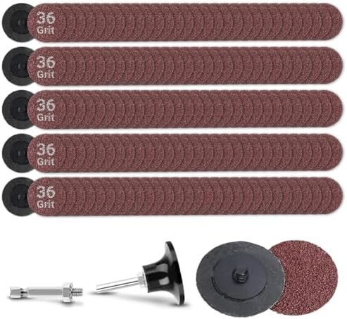 150Pcs 2 inch R-Type Quick Change Aluminum Oxide Surface Conditioning Sanding Discs Set 36 Grit with Adapter & Backing Pad