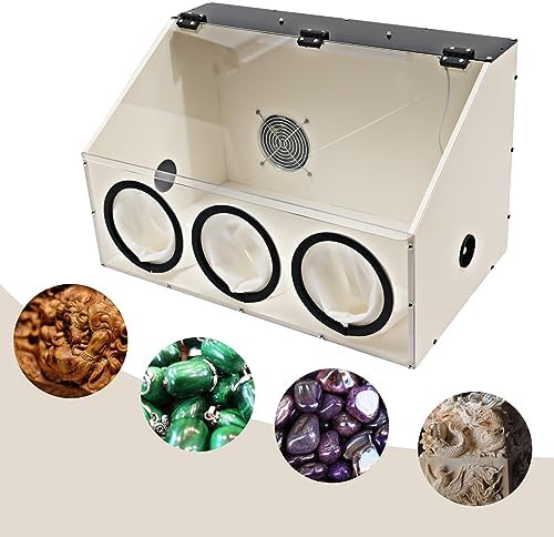 TFCFL Dust Box Enclosed Electric Grinding Table Polisher Dust Box Acrylic Cover 4mm Fully Enclosed Electric Grinder Polisher Acrylic Dust Cover Box 110V Polishers Buffers (3Holes)