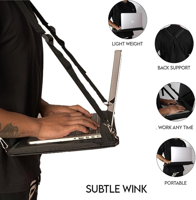 Portable Laptop Harness for Walking – Adjustable Secure Walking Laptop Harness Easily fits upto-16-inch with Flexible Strap