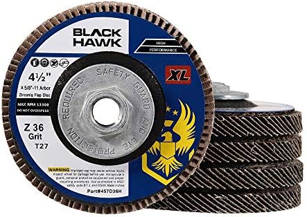 BHA 4.5" x5/8-11 T27 High Density Zirconia Flap Discs, 36 Grit - 5 Pack