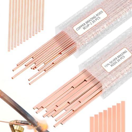 40 Sticks 15% Silver Brazing Rods AWS BCuP-5 15% Silver Solder Phos Copper Brazing Alloys Flat Welding Rods 0.050"x1/8"x10" for HVAC Refrigeration Air Conditioning Cold Storage Equipment