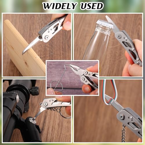 Lasnten 12 Pcs Multitool Pliers, Stainless Steel Foldable Mini Tool,Grey