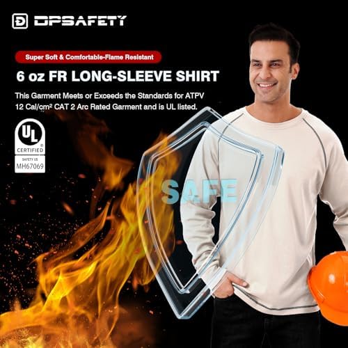 FR Shirts for Men, 6oz Hi Vis Flame Resistant Welding Shirt