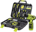 CARTMAN 150PCS 8V Cordless Drill Hand Tool Set, Green Household Repair Kit