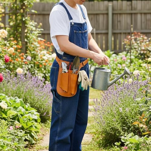 Leather Gardening Tool Belt Florists & Gardeners,4 in 1 Design Utility Bag