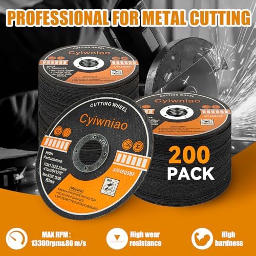 200 Pack 4-1/2 Inch Cut Off Wheels for Angle Grinder, Metal Cutting Discs