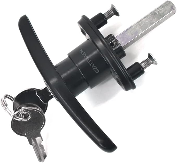 Pickup Truck Cap Topper Camper Shell Locking T-Handle -with 2 Keys for Most Brands of Truck caps, Toppers, Camper Tops Black Powder Coated Finish-Left Side
