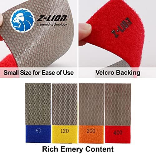 Z-Lion Diamond Abrasive Paper Sheets Diamond Sandpaper Nylon Back for Sanding Stone Glass Ceramic(4pcs/Set)