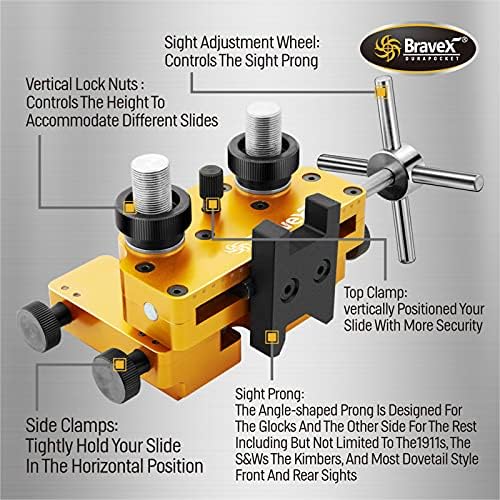 Sight Pusher, Sight Pusher Tool with Rotatable Sights Prong for Front and Rear Sights, High Precision, Strong 6065 Aluminum Frame, Sight Adjustment Removal Tool
