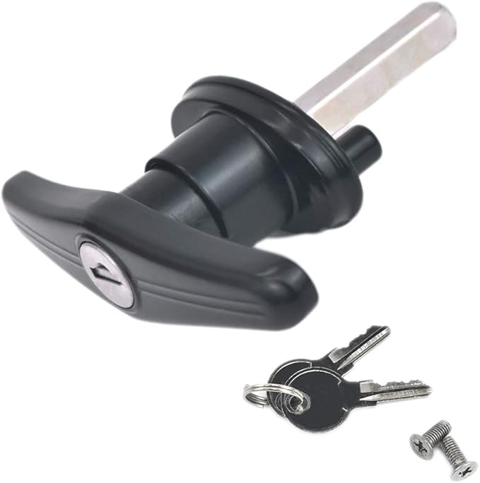 Pickup Truck Cap Topper Camper Shell Locking T-Handle -with 2 Keys for Most Brands of Truck caps, Toppers, Camper Tops Black Powder Coated Finish-Left Side
