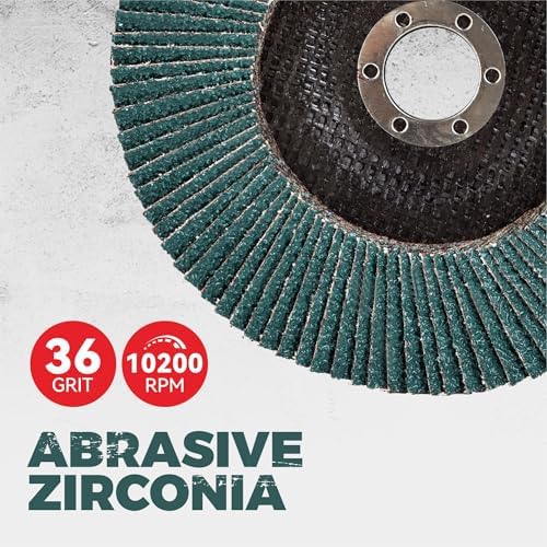 10 Pack 6" x 7/8" Zirconia Flap Discs, T27 Jumbo Grinding Wheel 36 Grit