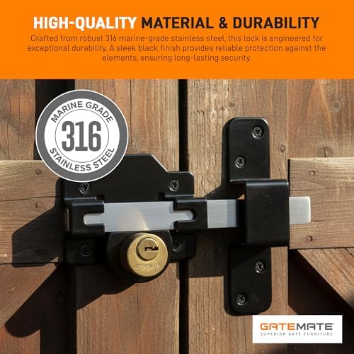 GateMate 2 ¾” Double Locking Long Throw Gate Lock 5 Keys Included, Stainless Steel, High Durability, Ideal for Gates and Doors, Corrosion-Resistant.
