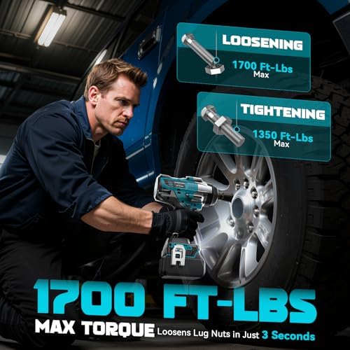 DIYtoolifz Cordless Impact Wrench 1/2" Compatible with Makita 18v Battery, 1700 Ft-lbs High Torque Impact Driver with 6Pcs Sockets & Storage Case, Impact Gun with 4 Modes & LED Light(Tool Only)