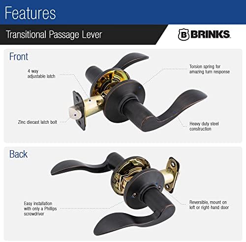 BRINKS Keyless Entry Door Deadbolt, High-Security Keypad Door Lock, 50 User Codes, Auto Locking Feature (Deadbolt & Passage Lever, Tuscan Bronze)
