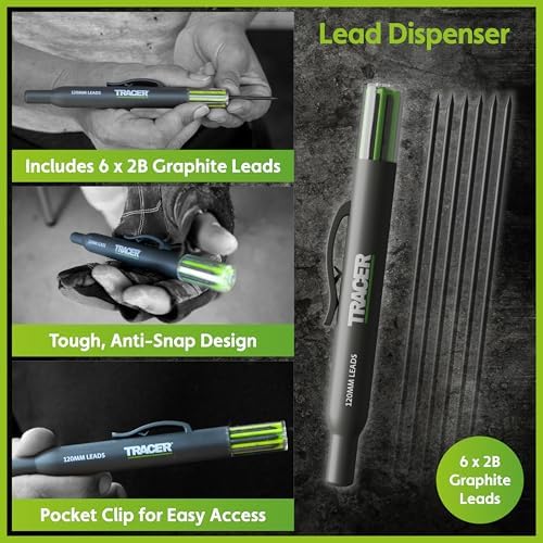 Tracer Construction Pencil Kit - Carpenter Pencils w/Markers - 5pc Set