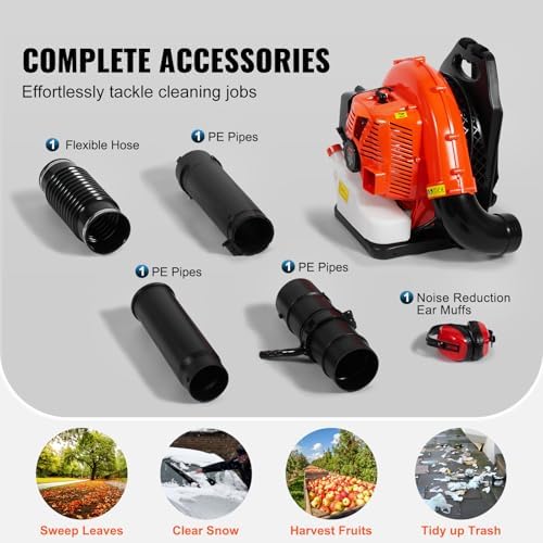 VEVOR 79cc Backpack Gas Leaf Blower, 2-Cycle Gas Powered Backpack Blower with 3L Fuel Tank, 930CFM Air Volume 184MPH Speed, Ideal for Lawn Care