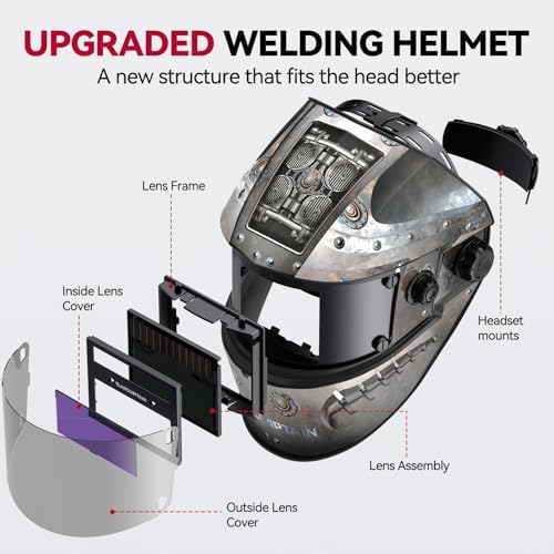 ARCCAPTAIN Welding Hood, 1/1/1/1 True Color Auto Darkening Welding Helmet