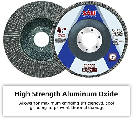 Sali 48 Pack Flap Disc 80 Grit 4.5" x 7/8-Inch Sanding Disc Bevel Type #29 Premium and Industrial Grade Angle Grinder Grinding Wheel High Performance Edge Grinding