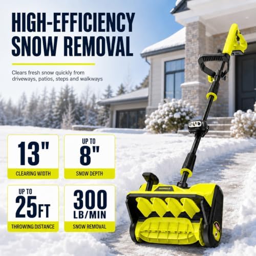 40V Brushless Cordless Snow Shovel, 13Inch Electric Snow Blower with 3 * 4.0 Ah Battery and Charger, Battery Powered Snow Removal with 25FT Throw Distance for Driveway,Steps, Patio, Sidewalk