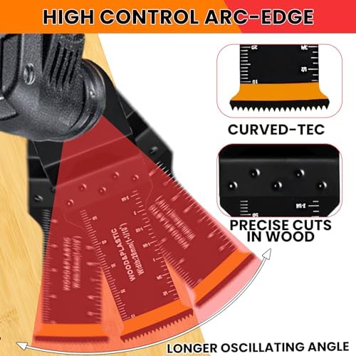 CONNOO 148 Pack Oscillating Saw Blades with Case, Arc Edge Multitool Blades, Oscillating Tool Blade, Bi-Metal for Wood/Metal/Plastic Kits Fit for Ryobi