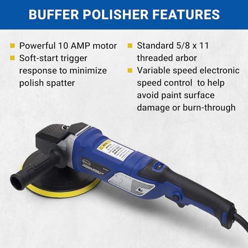 Eastwood Variable Speed 7-9" Buffer Polisher 10 AMP Motor with Brushes D handle