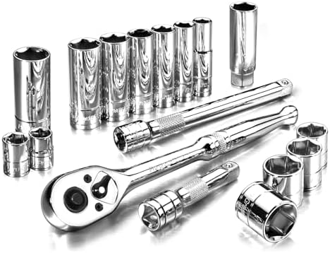 Pro-Grade 18-Piece 3/8-Inch Drive Metric Mechanics Tool Set, 19308 | Dyna Drive Technology Maximizes Torque and Helps Prevent Fastener Rounding