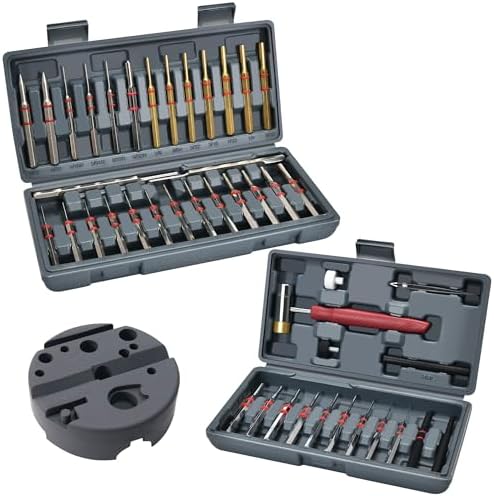 48Pcs Roll Pin Punch Set with Hammer and Bench Block