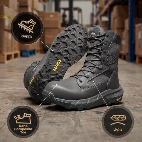 NORTIV 8 Men's Composite Toe Work Boots Side Zipper