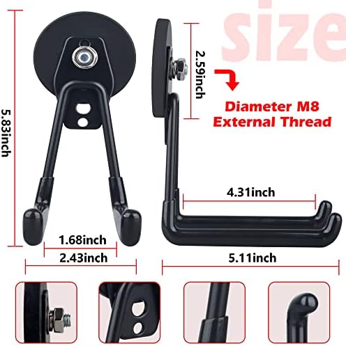 ULIBERMAGNET Magnetic Hooks,Heavy Duty Extra Large Hooks,Power Tool Organizer for Workshop Organization, 2 Pack Tool Hooks for Cordless Drill,Garden Tool,Metal Cabinet,Steel Pegboard(Black)