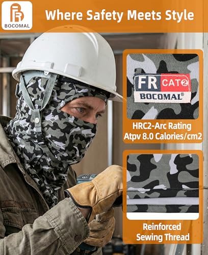 BOCOMAL FR Balaclava with Face Mask Flame Resistant 5.5oz Lightweight 100%C