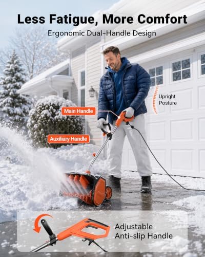 VOLTASK 17-Inch Corded Snow Blower with Wheels, 12 Amp Electric Snow Shovel