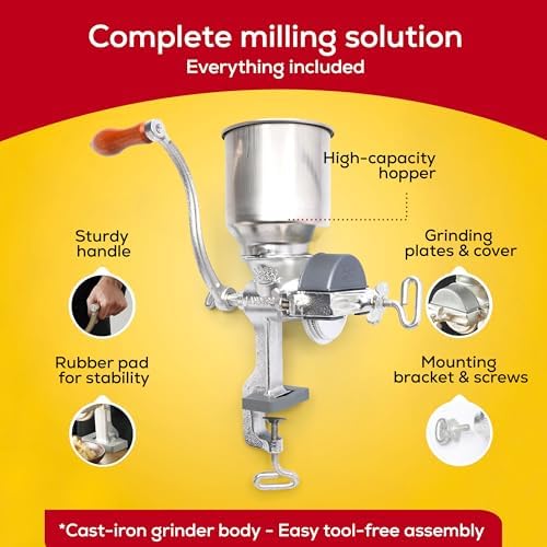 Corona Manual Grain Mill, Molino para Moler Maiz, Cast Iron Grinder