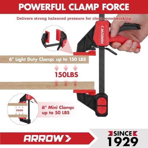 ARROW 6-Piece Mini Light-Duty 6"(2) & 6" Medium Duty (4) Bar Clamps Set