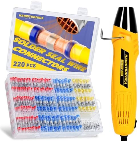 haisstronica 220PCS Solder Seal Connector Kit, 350W Heat Gun, AWG 26-10