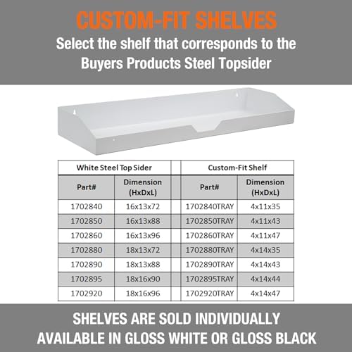 Buyers Products 1702920TRAY 47 Inch White Powder Coated Carbon Steel Tray for 96-Inch Topsider Truck Box, No Notches