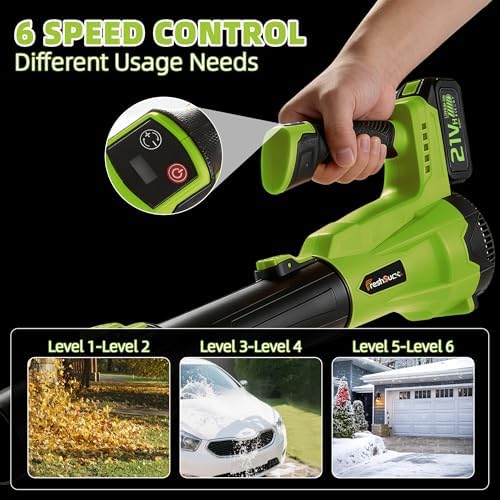 Leaf Blower Cordless - Cordless Handheld Leaf Blower with 21V 2 Rechargeable Batteries, Lightweight Electric Blower for Lawn, Yard, Garden, Patio, Leaves, Dust, Snow Cleaning, 750 CFM 260 MPH
