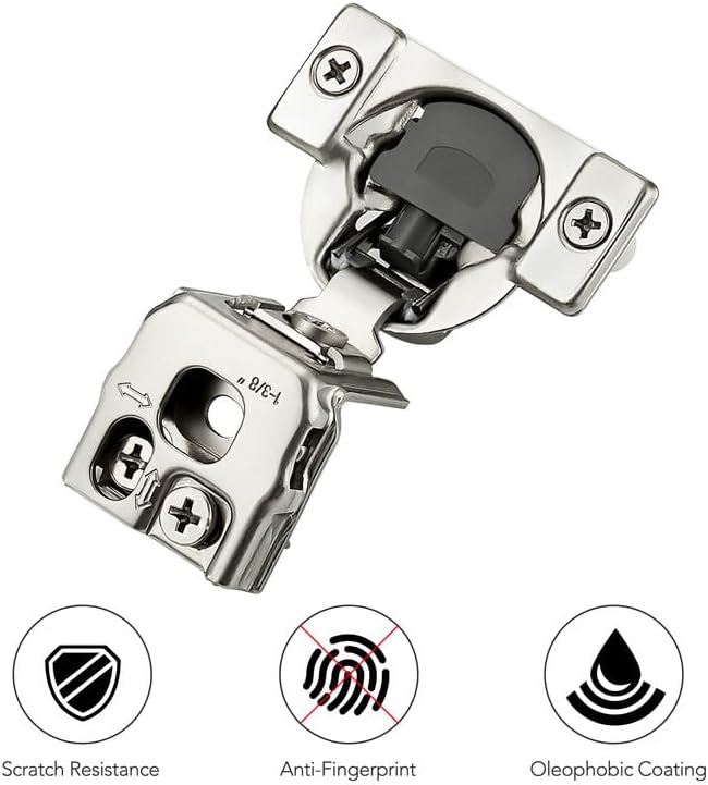 Ravinte 2 Pack 1 Pair 1-3/8 inch Overlay Soft Close Kitchen Cabinet Hinges Stainless Steel Adjustable Kitchen Hinges Satin Nickel Cabinet Hardware