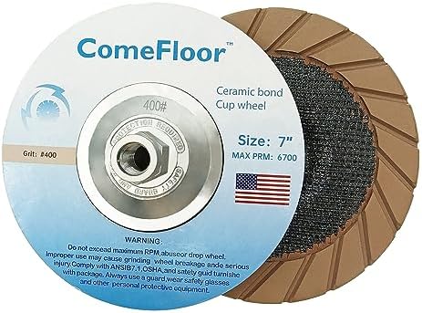 Concrete Grinding Cup Wheel 7" Ceramic Diamond Cup Wheel for Floor Grinding, Fits 5/8"-11 Arbor Angle Grinder,400# Medium