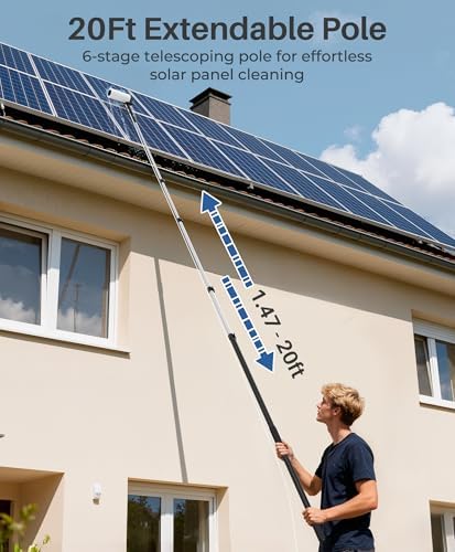 LyriFine Electric Spin Scrubber Full-Body IPX7 Waterproof & 20Ft Extendable Electric Solar Panel Cleaning Brush
