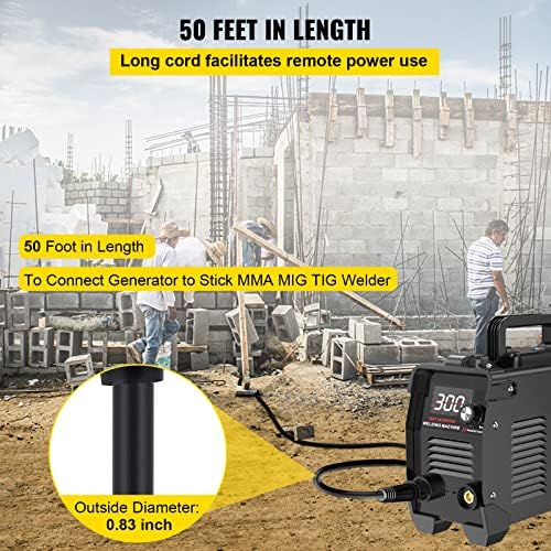 VEVOR 50FT Welder Extension Cord 40 Amp 250V 10 Gauge, NEMA 6-50 3 Prong, STW 10/3 AWG Heavy Duty Welding Power Cord for MIG/TIG/Plasma/Lincoln/Miller