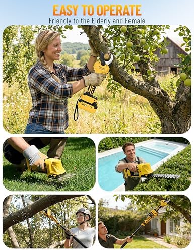 8”/ 10” Electric Pole Saw, Pruning Shears, Pole Hedge Trimmer, Grass Shears Combo, Extendable Garden Tools for Outdoor & Yard Use, Cordless Tree Pruner, Branch Cutter, Compatible with Dewalt Battery
