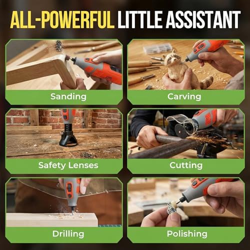 12V Cordless Rotary Tool Kit, Brushless Motor, LCD Display, 8000-32000 RPM Variable Speed, 2.5Ah Battery, 40 Accessories for Wood Carving, Engraving, Grinding, Sanding and Cutting