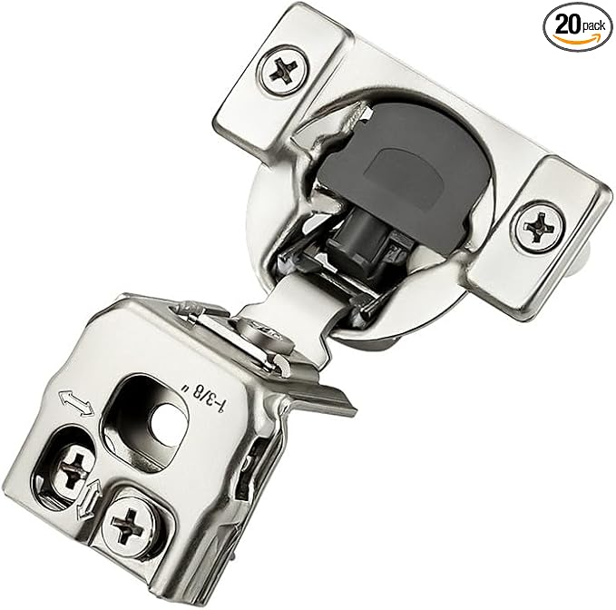 20 Pack 10 Pairs 1-3/8 inch Overlay Soft Close Hinges for Kitchen Cabinet Hinges Satin Nickel Hidden Hinges Stainless Steel Concealed Hinge self Closing