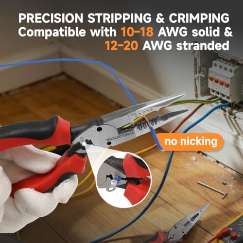 8.5" 6-in-1 Needle Nose Pliers for electrical and DIY tasks
